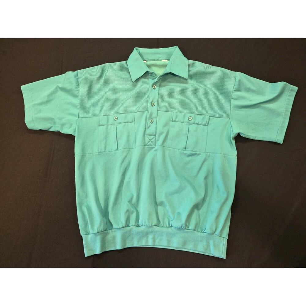 Vintage Palmland Banded Polo Shirt Mens Medium Teal